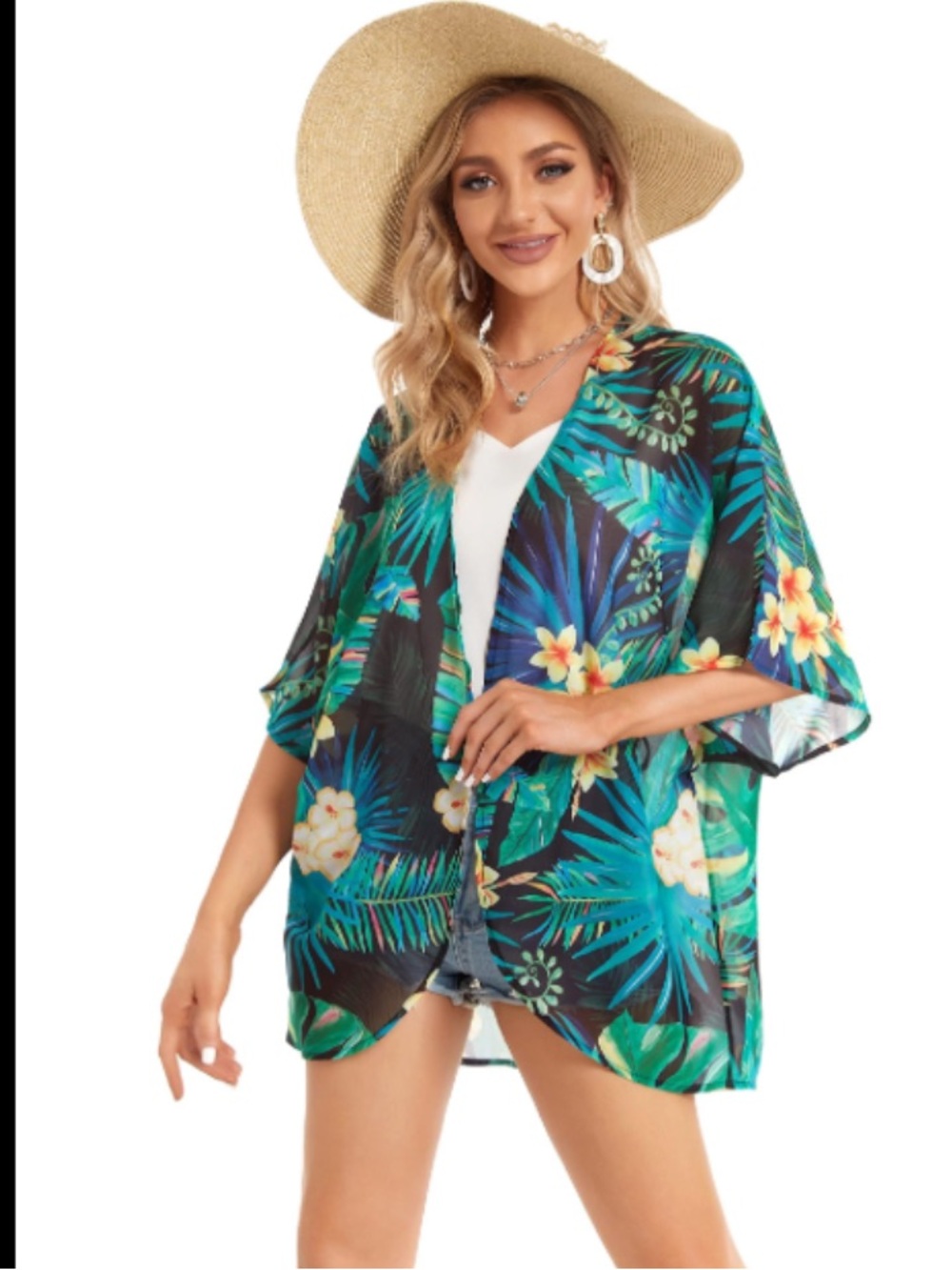 Women’s- floral, leaf print cover-up